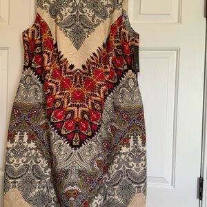 AGB Red and Black Patterned Mini Dress